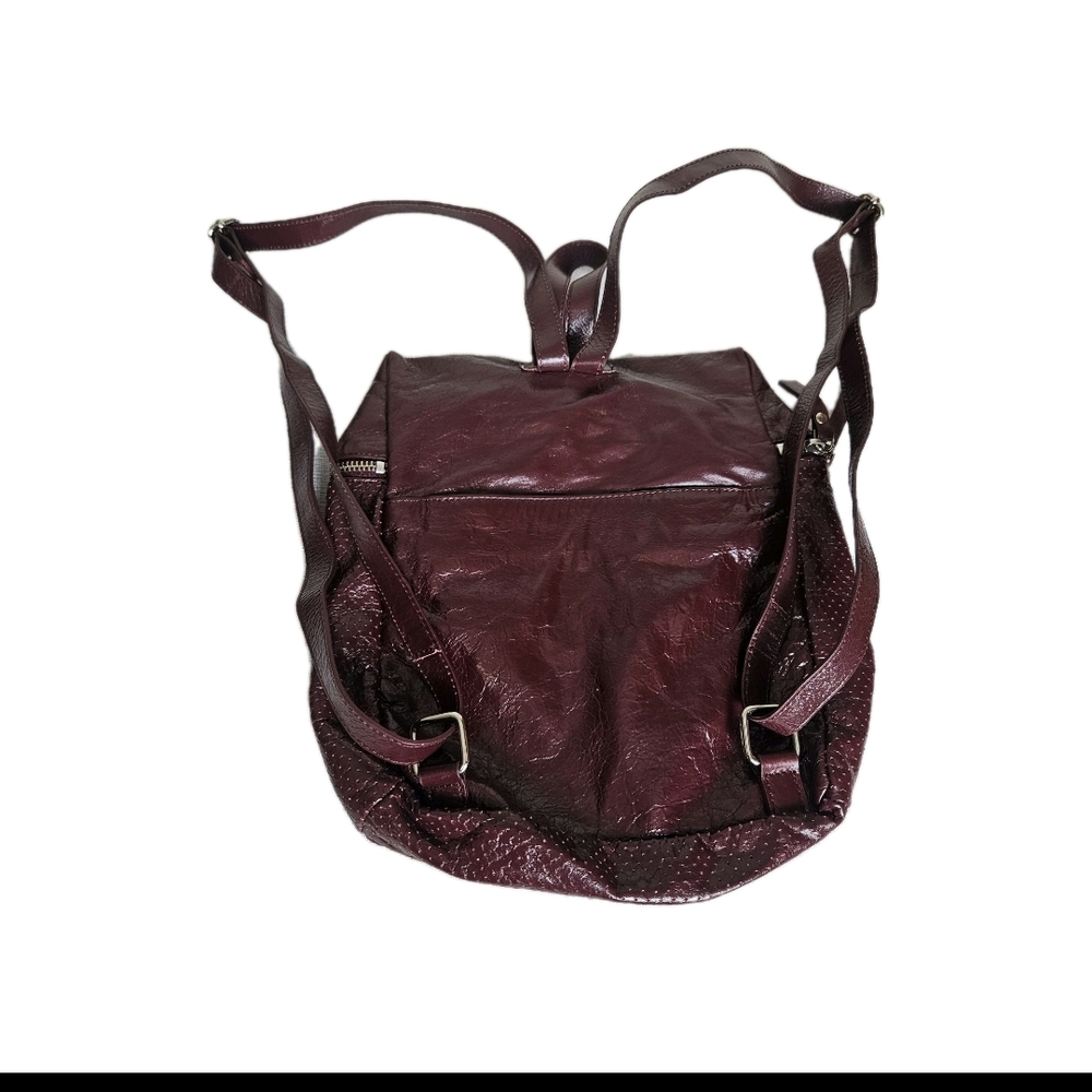 Latico NJ - USA Soft Leather Burgundy Dots Glazed  Backpack Purse Made In India - Picture 3 of 7